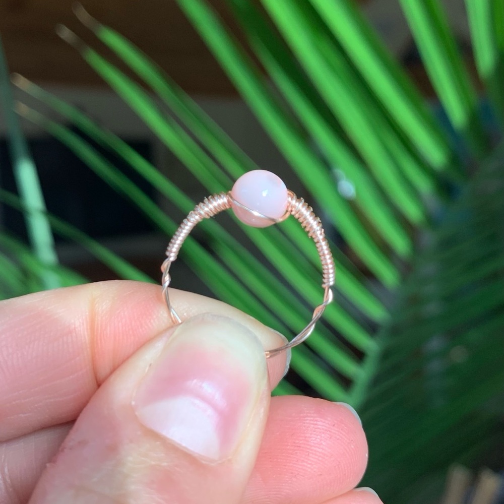 Mother of pearl healing crystal ring